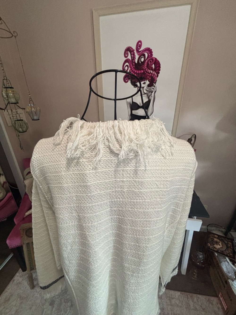 NIC+ZOE White Fringe Open-Front Cardigan Jacket/Blazer 1X - Picture 8 of 11